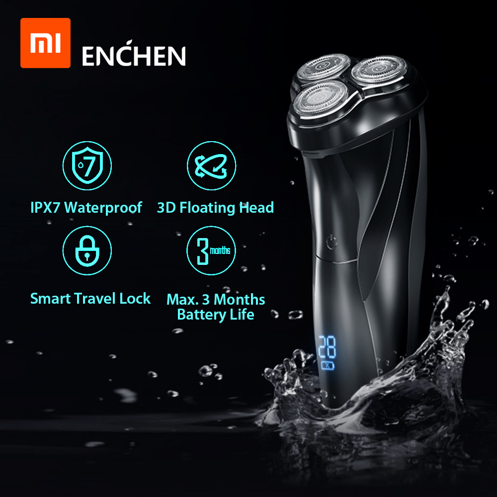 Máy Cạo Râu Điện Xiaomi Enchen BlackStone 3 3D Với 3 Lưỡi Cạo Và Kết Nối USB