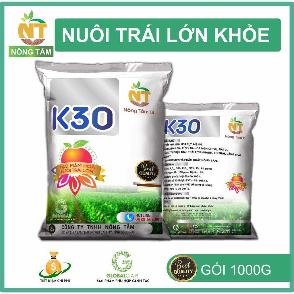 Phân bón lá Siêu tạo mầm hoa, tăng đậu trái K30 chuyên cho hoa cảnh, cây ăn quả, gói 1kg