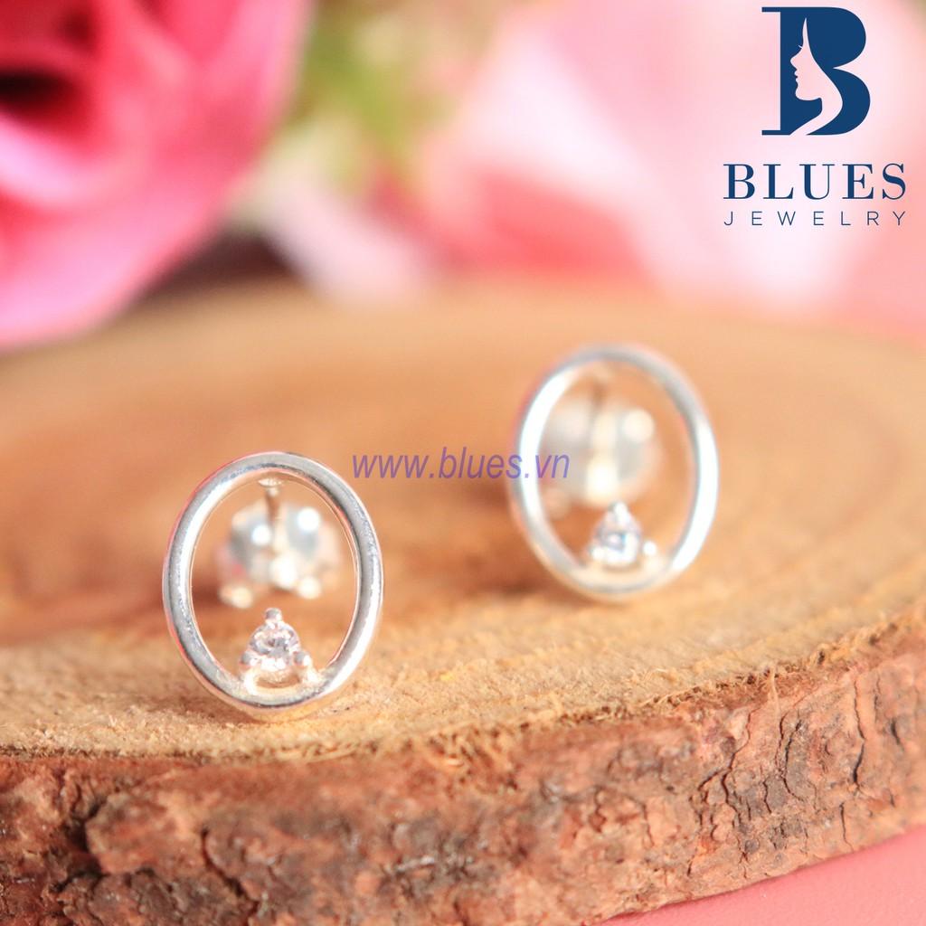 (BẠC THẬT 100%) Bông Tai Bạc Nữ Oval Diamond