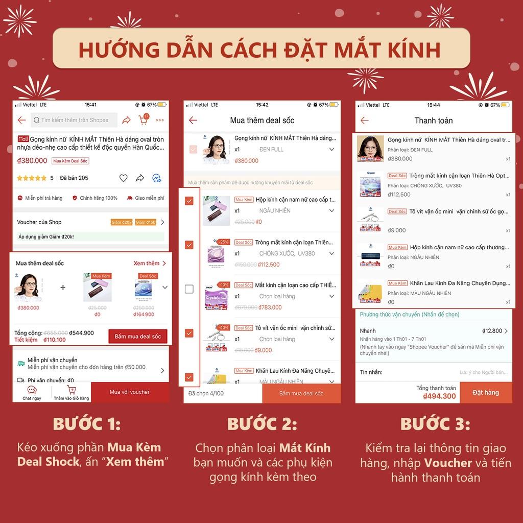 Gọng kính cận vuông Thiên Hà Optical unisex chất liệu nhựa nhẹ dáng vuông càng mảnh nhiều màu phù hợp cả nam nữ TH8095