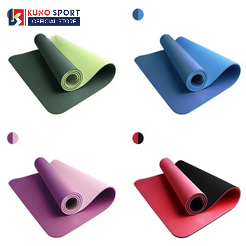 Thảm tập Yoga TPE 2lớp Chống Trượt độ dày 6mm cao cấp Kunosport