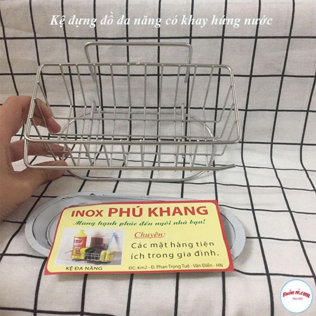 Kệ Inox để đồ Rửa Chén Bát Dán Tường Nhà Rửa Bát Có Khay Hứng Nước Cao Cấp