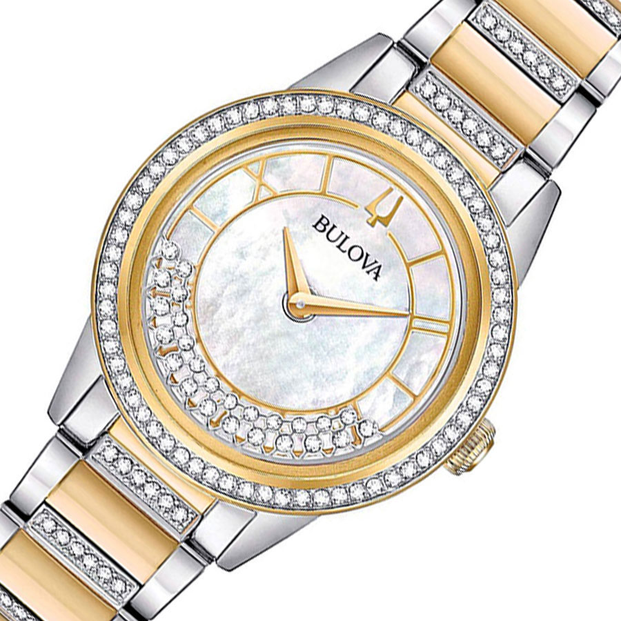 Đồng Hồ Nữ Bulova Đính Đá Swarovski Dây Thép Không Gỉ 98L245 - Mặt Xà Cừ