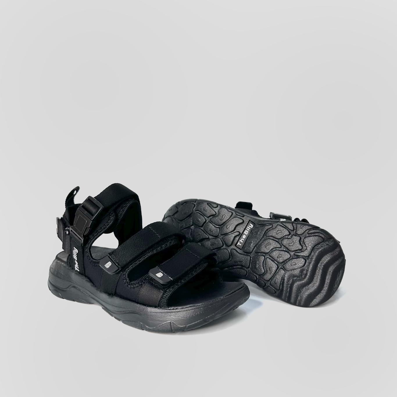 Giày Sandal Nam Nữ Unisex The BiLy Quai Ngang Dây Dù Đế IP Siêu Êm Nhẹ Màu Đen-BL08