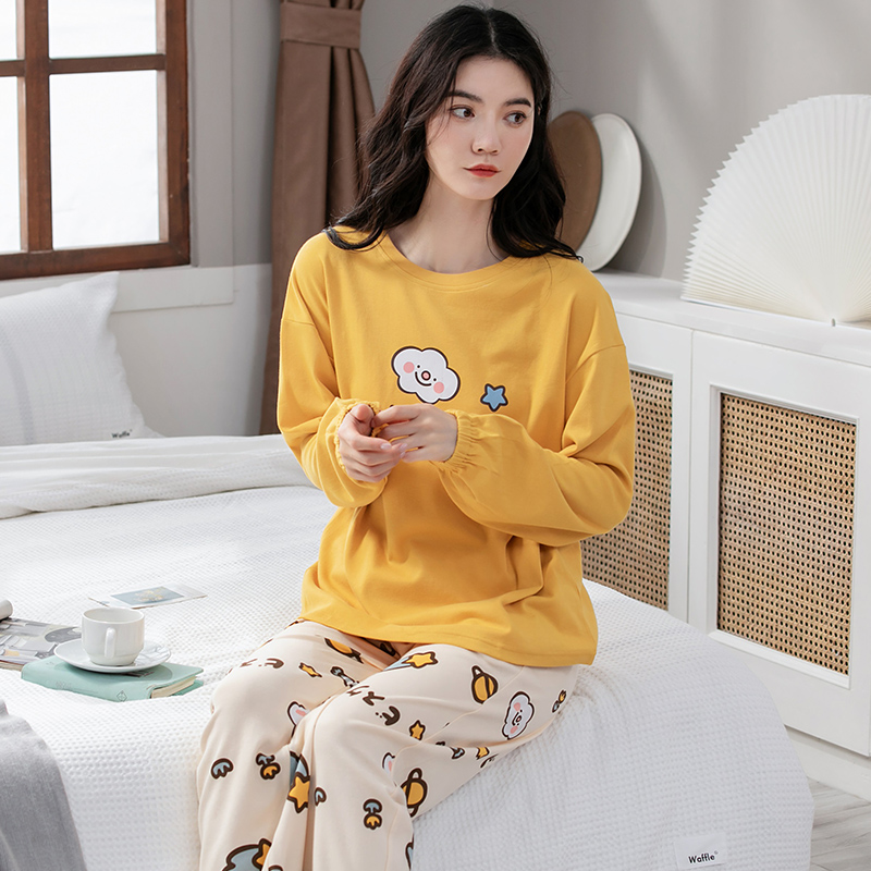 Đồ mặc nhà nữ thu đông cotton mịn đẹp 5131