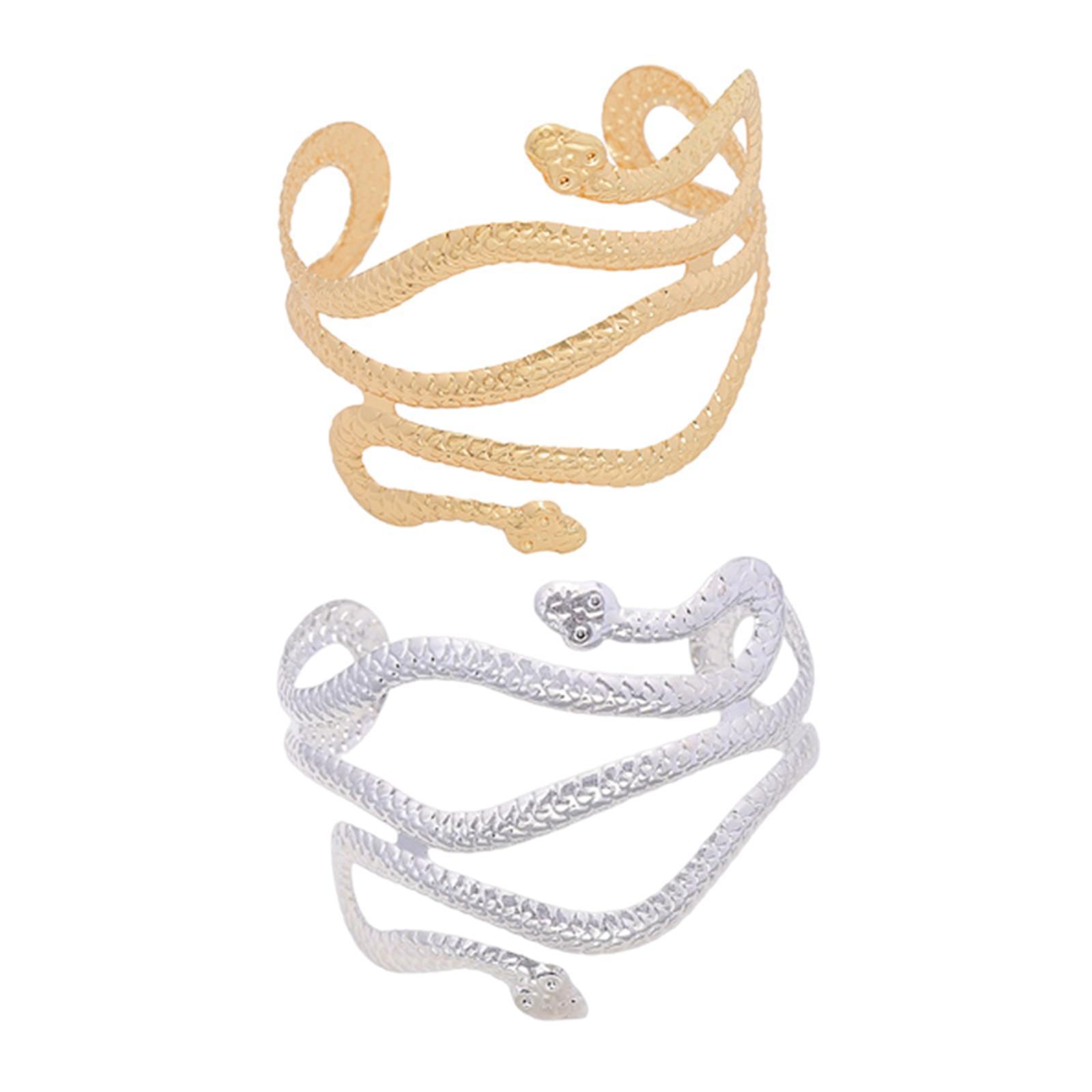 Gold&Silver Upper Arm Cuff Adjustable Snake Punk Armlet Bangle Jewelry