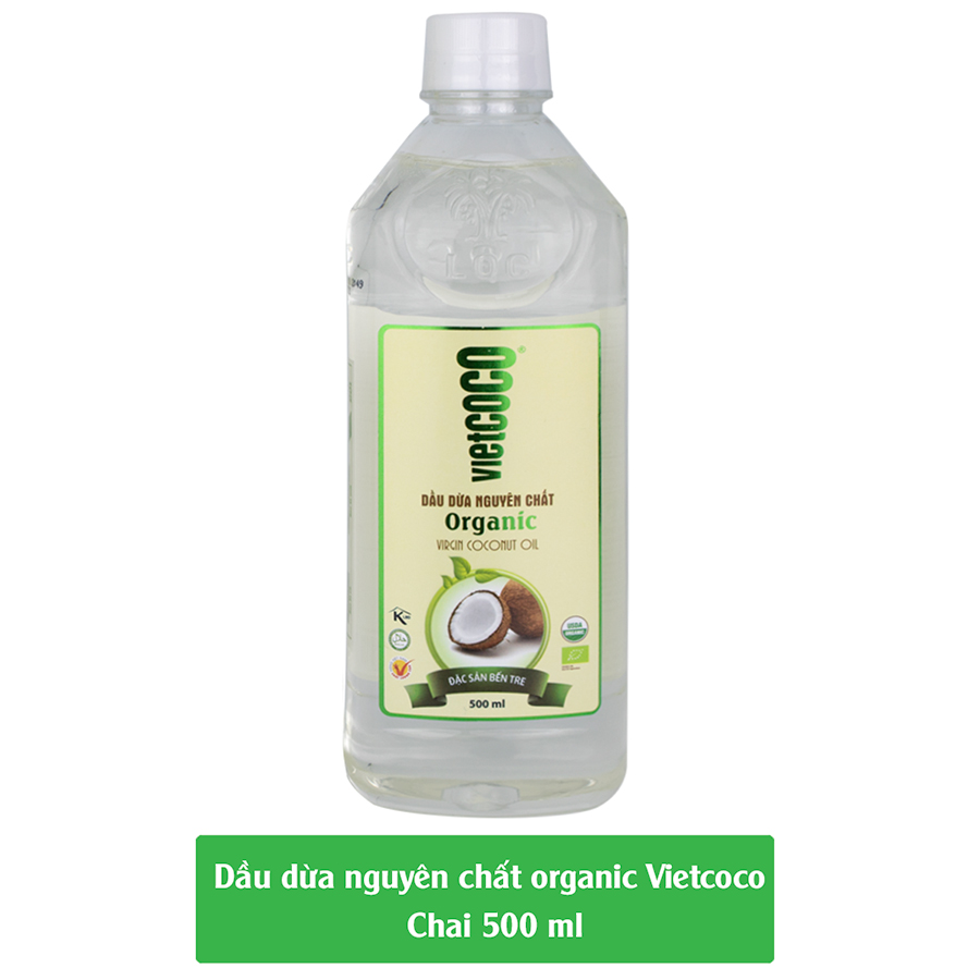 Dầu dừa nguyên chất Organic Vietcoco chai pet 500ml