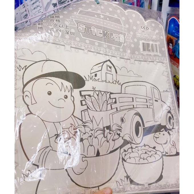 Dán Sticker Siêu Nhân, Robot, Xe Tăng, Máy Bay, Súng, Gấu Kèm Mặt Sau Tô Màu Hình Nổi Bật