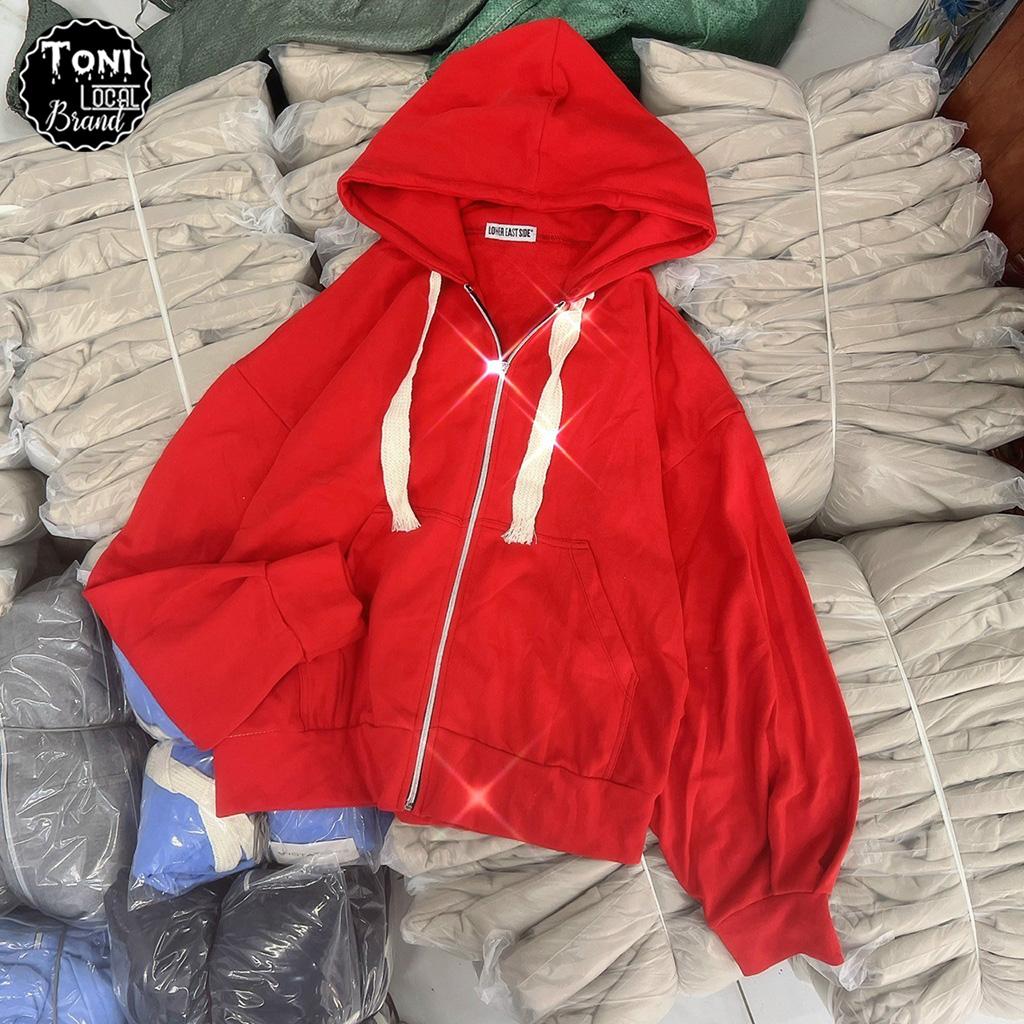 Áo Hoodie Basic Nỉ Ngoại Dây To - Áo Khoác Nỉ Trơn form bán lửng Unisex