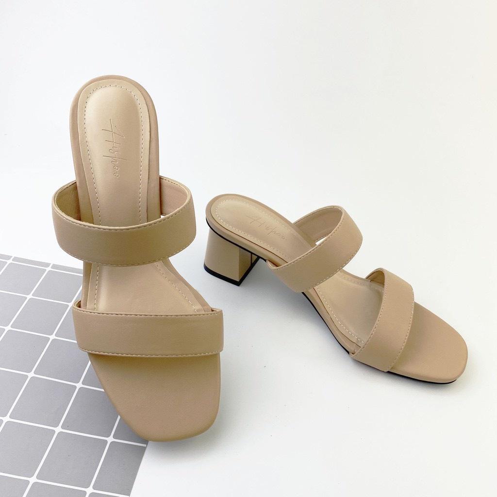 Guốc cao gót nữ 5p dáng sandal 2 quai ngang