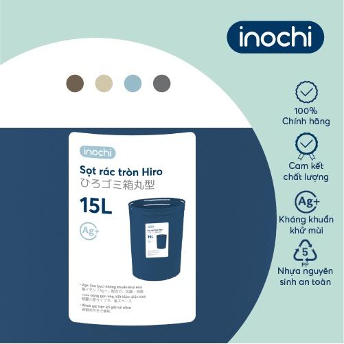 Sọt rác Inochi - Hiro 15L màu Be sữa/Ghi sữa/Xanh nhạt/Nâu café