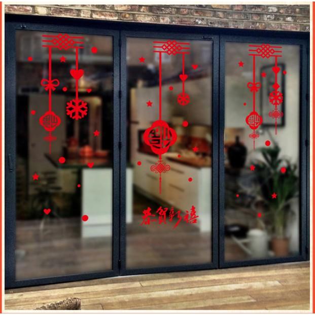 Decal trang trí Tết - Rèm dây trang trí chữ đỏ HPNY