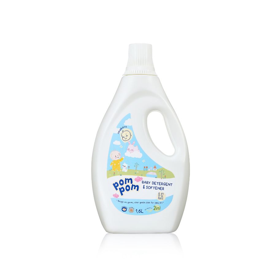 Chai 1.6L Pom Pom Newborn Nước Giặt Xả Cho Bé Từ 0-12 Tháng Tuổi