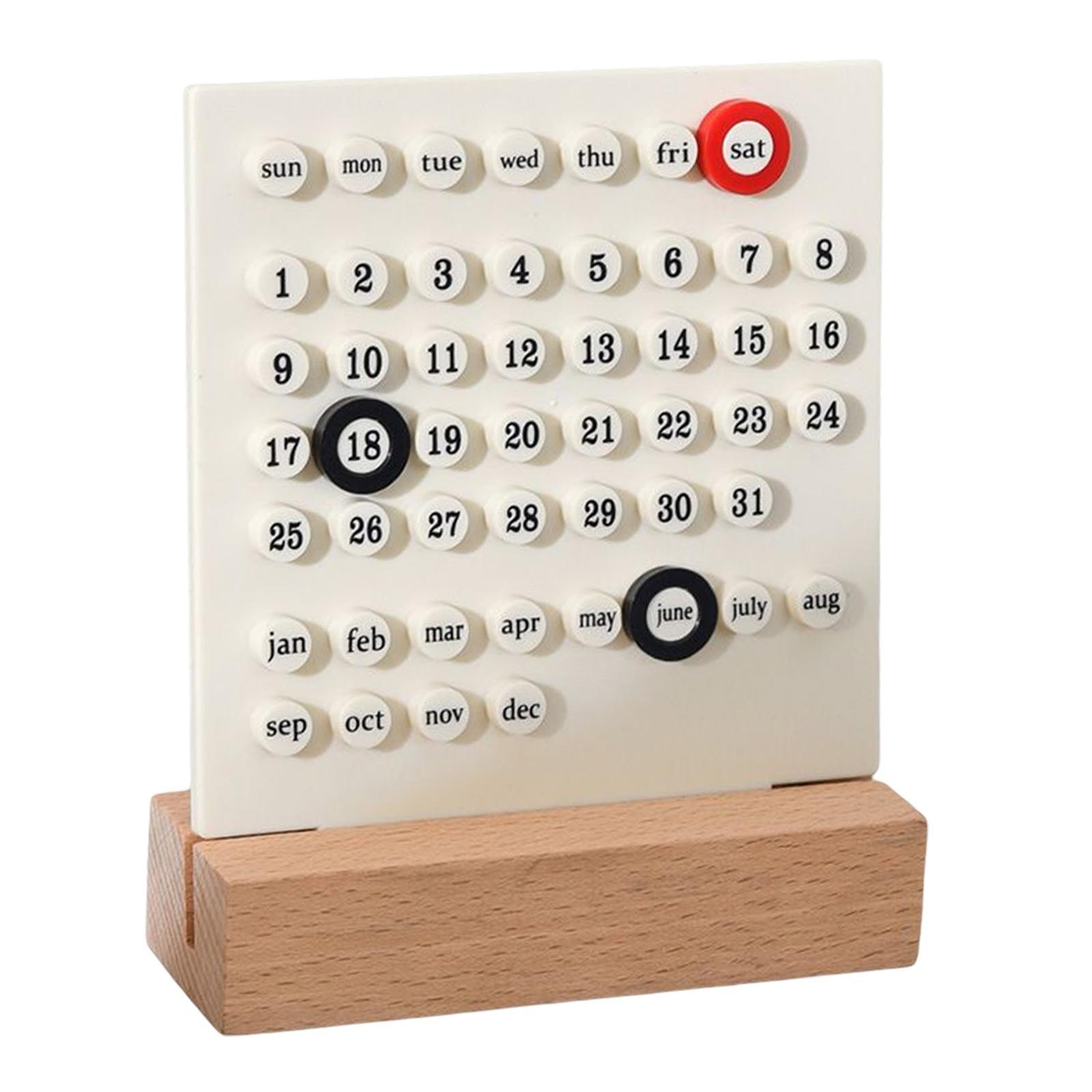 2pcs Wooden Desk Calendar Ornaments Office Date Planner Supplies