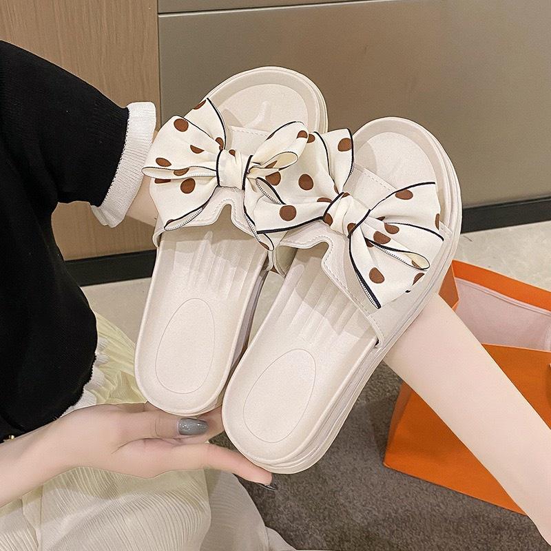 Form nhỏ Dép Lê Tăng Chiều Cao Đính Nơ Chấm Bi Nữ Tính K144