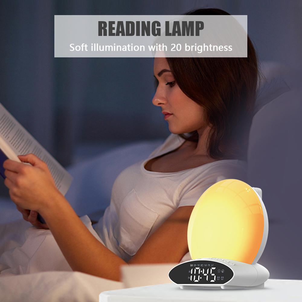 Đồng hồ báo thức mô phỏng bình minh và hoàng hôn 30 âm thanh tự nhiên 7 màu sắc