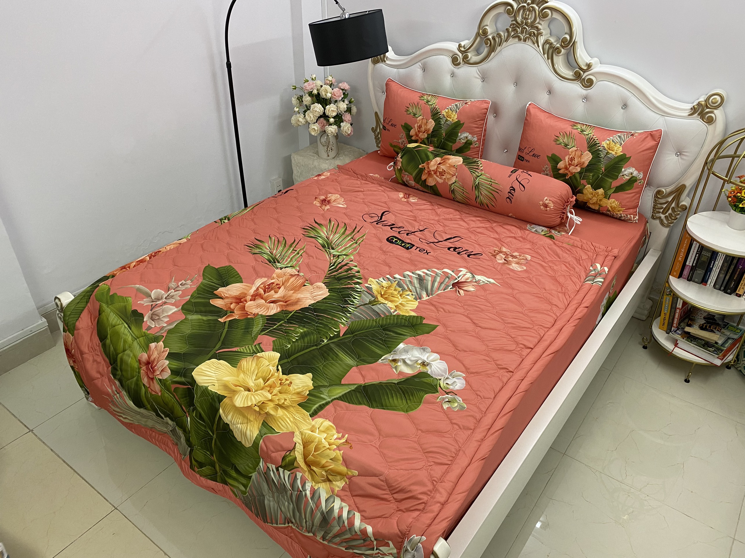 Bộ Drap mền + áo gối thun Ý 5D Cao Cấp , mát lạnh, thấm hút tốt.