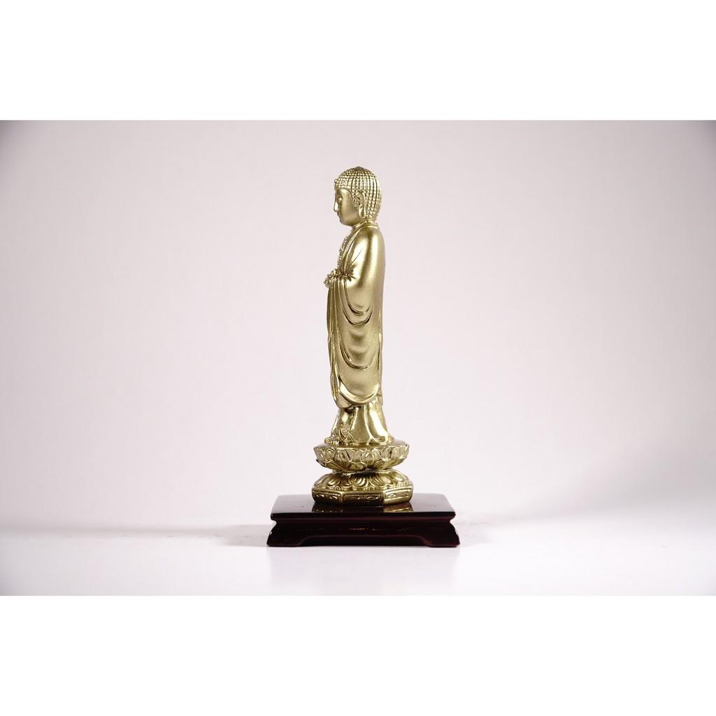 Tượng phật A Di Đà đứng có đế mạ đồng - Cao 13cm