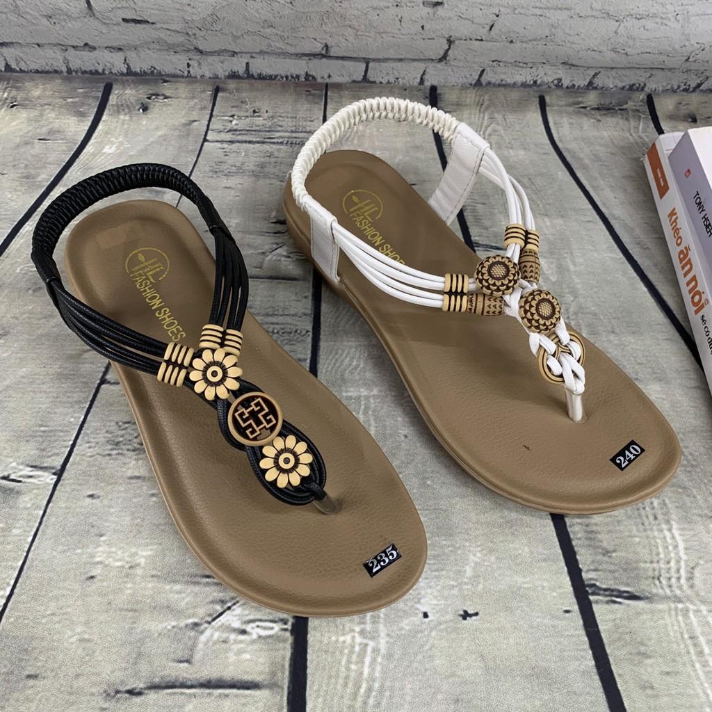 Sandal nữ xỏ ngón thời trang trắng kem mới 3676