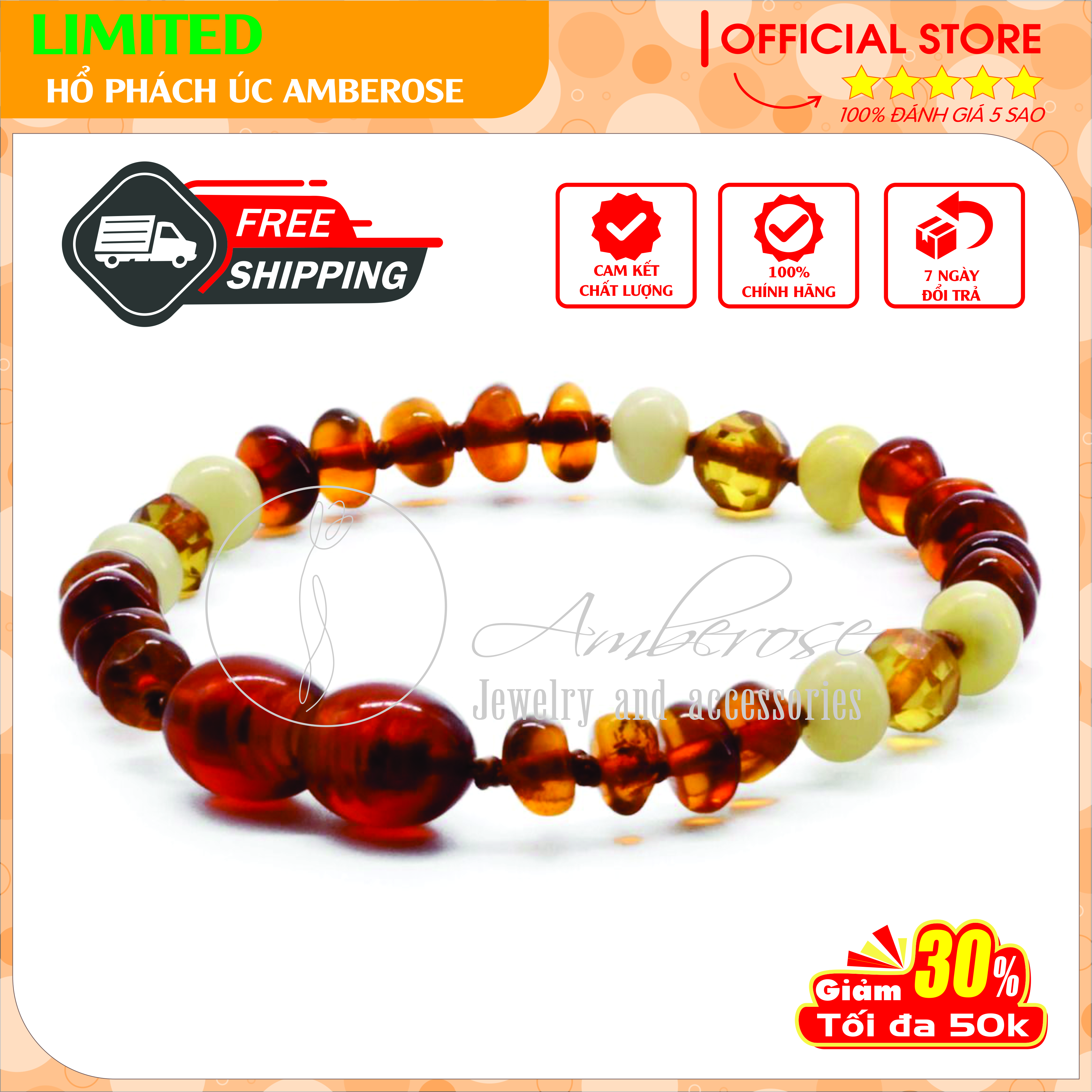 Bộ Vòng Amber Úc Cho Bé 0 - 10 tuổi ( Mẫu Đặc Biệt ) SABLMT21