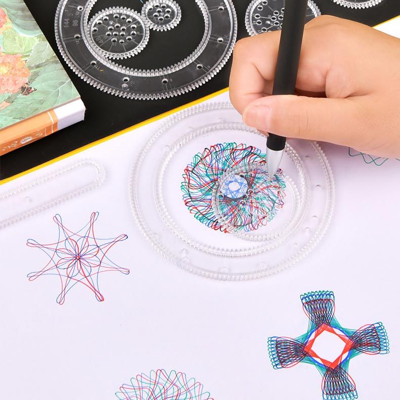 QUÀ TẶNG CHO NỮ BỘ THƯỚC VẼ HỌA TIẾT - THƯỚC VẼ SÁNG TẠO (SPIROGRAPH)