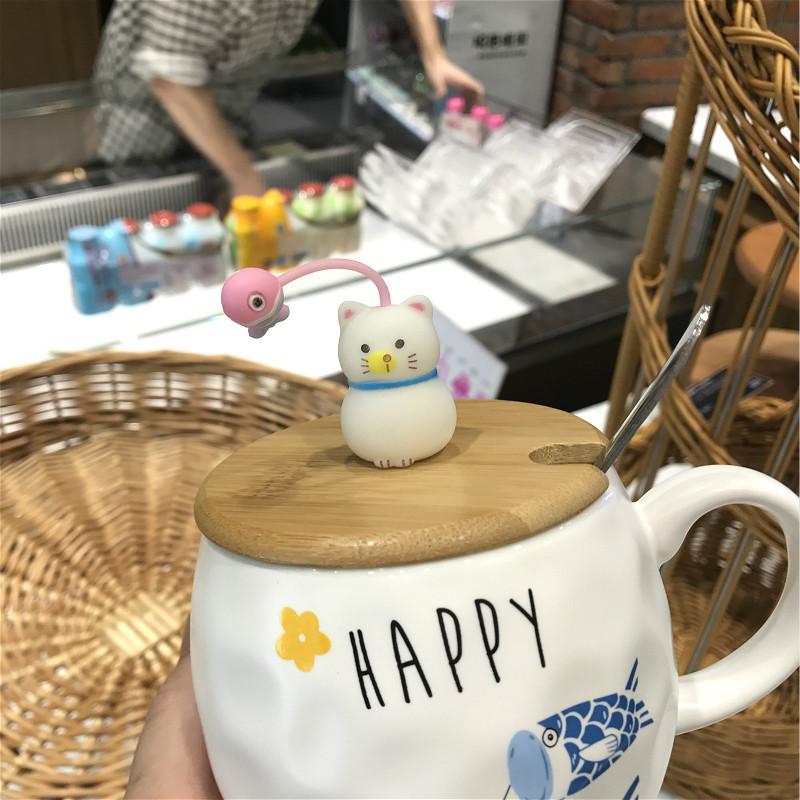 Khuyến Mãi Đặc Biệt Mèo Nhật Cốc Có Nắp Thìa Cá Tính Sáng Tạo Gốm Ăn Sáng Cà Phê Văn Phòng Nhà Cốc Nước