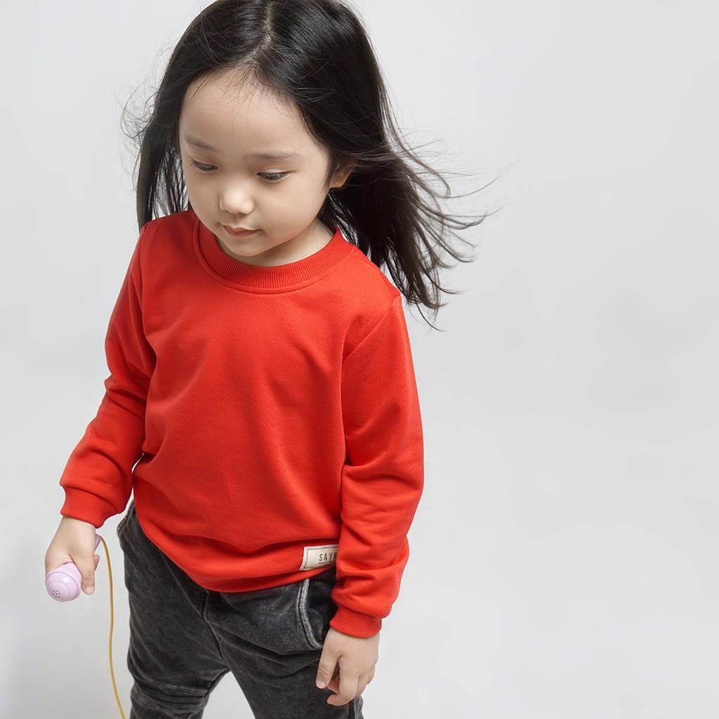Áo nỉ trẻ em SAYME dài tay thu đông vải da cá mềm mịn ấm áp, kiểu dáng cơ bản nhiều màu lựa chọn KBSI0001