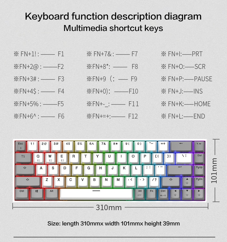 Bàn phím cơ FL-Esports F12 RGB White and Grey/Cool Mint/White and Black/Black Ovilian - Hàng chính hãng