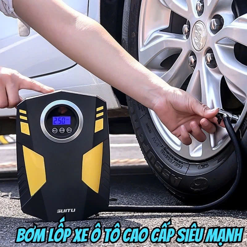 Máy Bơm Lốp 12V Tự Ngắt Lõi Đồng – Mẫu Mới Dành Cho Ô Tô, Xe Máy, Bền Bỉ & Mạnh Mẽ , đèn led