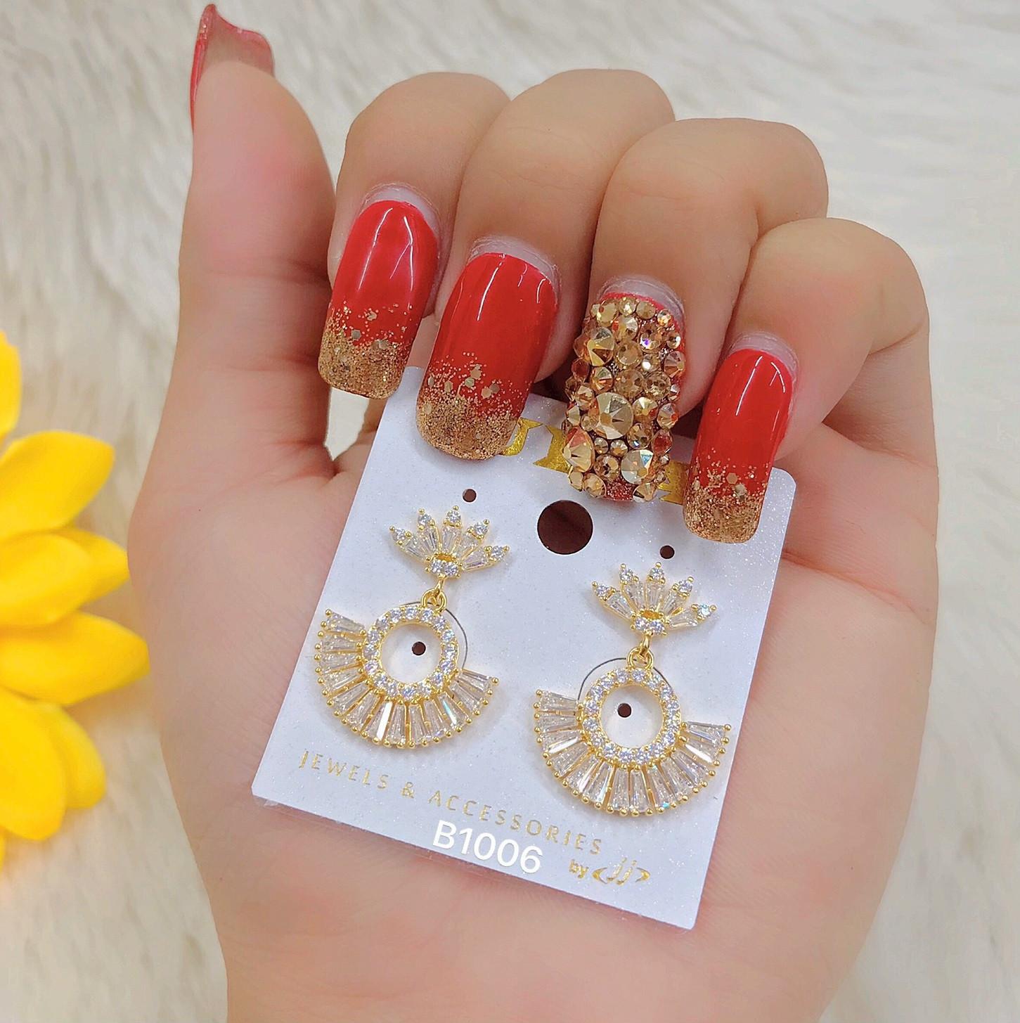 Đôi Bông Tai Nữ Mạ Vàng 18K Mẫu 045.2704 - Mang Đi Chơi, Đi Tiệc Rất Sang - Tặng kèm Hộp