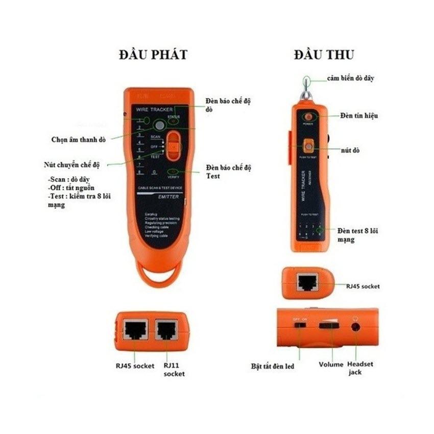 Máy test mạng XQ-350 dò dây mạng âm tường RJ11 RJ45
