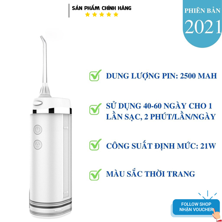 Tăm nước cầm tay H2ofloss HF-10, phiên bản tăm nước mini nhỏ gọn chỉ 14.5 cm dành cho người di chuyển nhiều