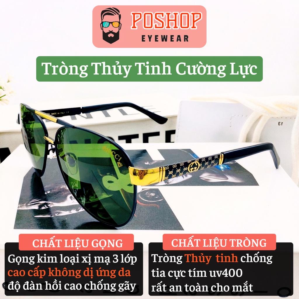 Mắt kính mát nam cao cấp POSHOP gọng kim loại phi công tròng phân cực polaroid chống uv400 GCNAM7006