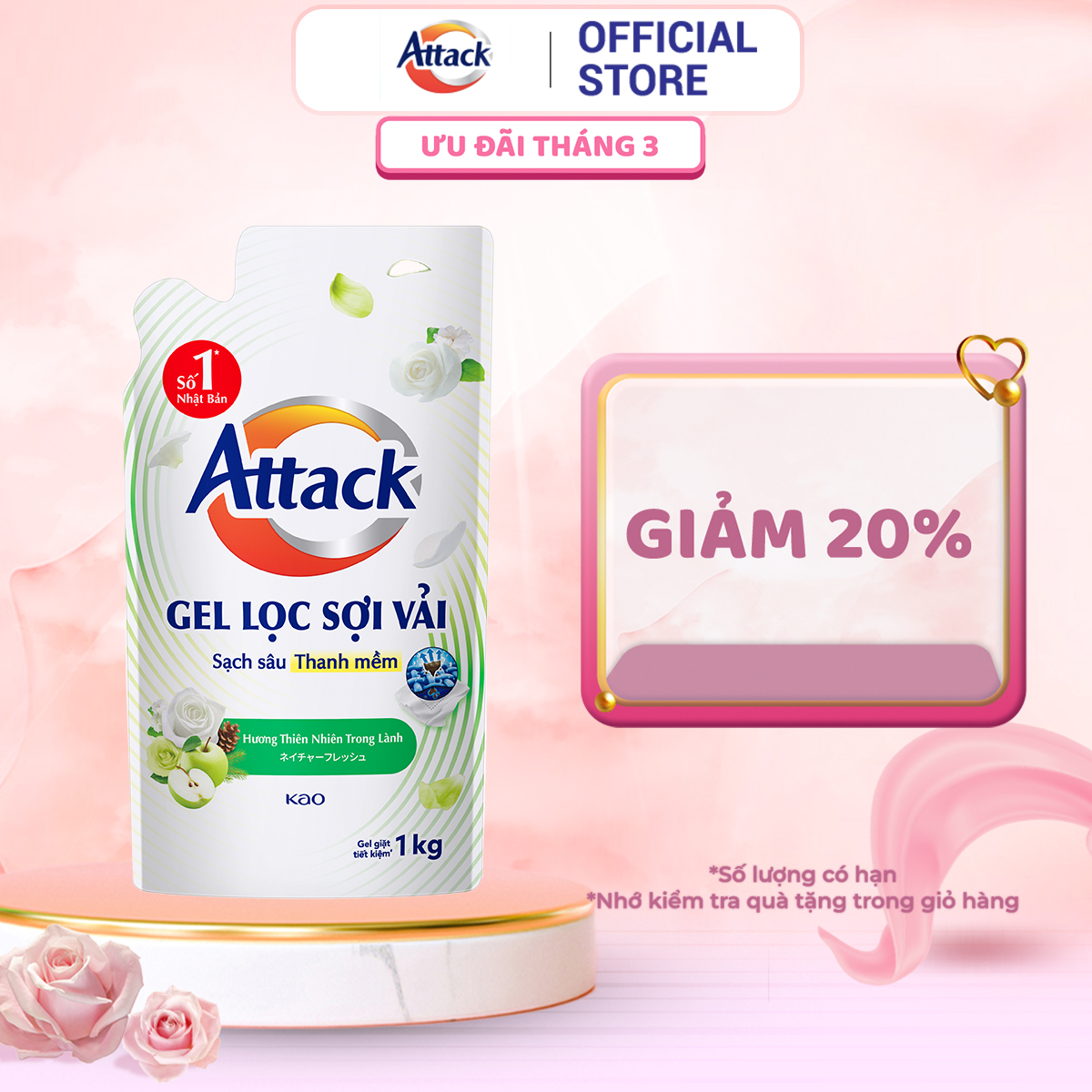 Gel Giặt Attack Hương Thiên Nhiên Trong Lành Túi 1Kg