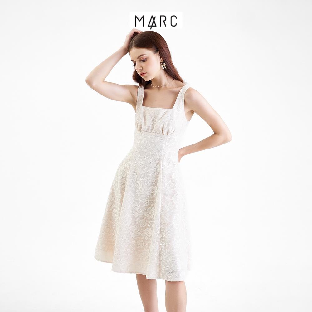 Đầm nữ MARC FASHION midi cổ vuông 2 dây nhún ngực CBLH103122