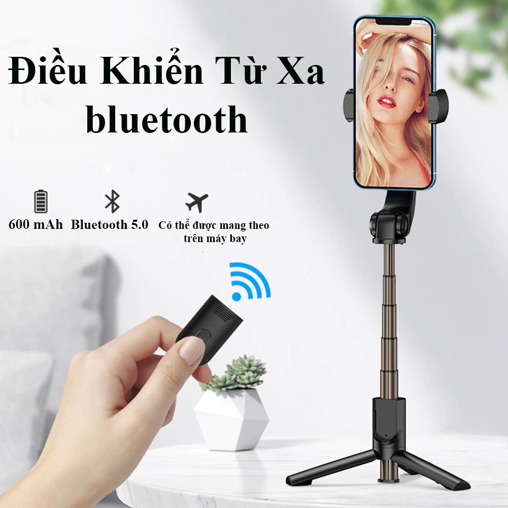 Tay cầm chống rung điện thoại selfie có Bluetooth