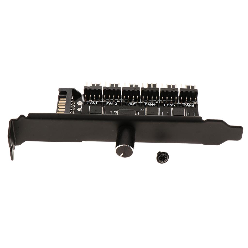 SATA Power CPU Cooler Cooling Fan Speed Temperature Controller 6-Channel HUB Kit