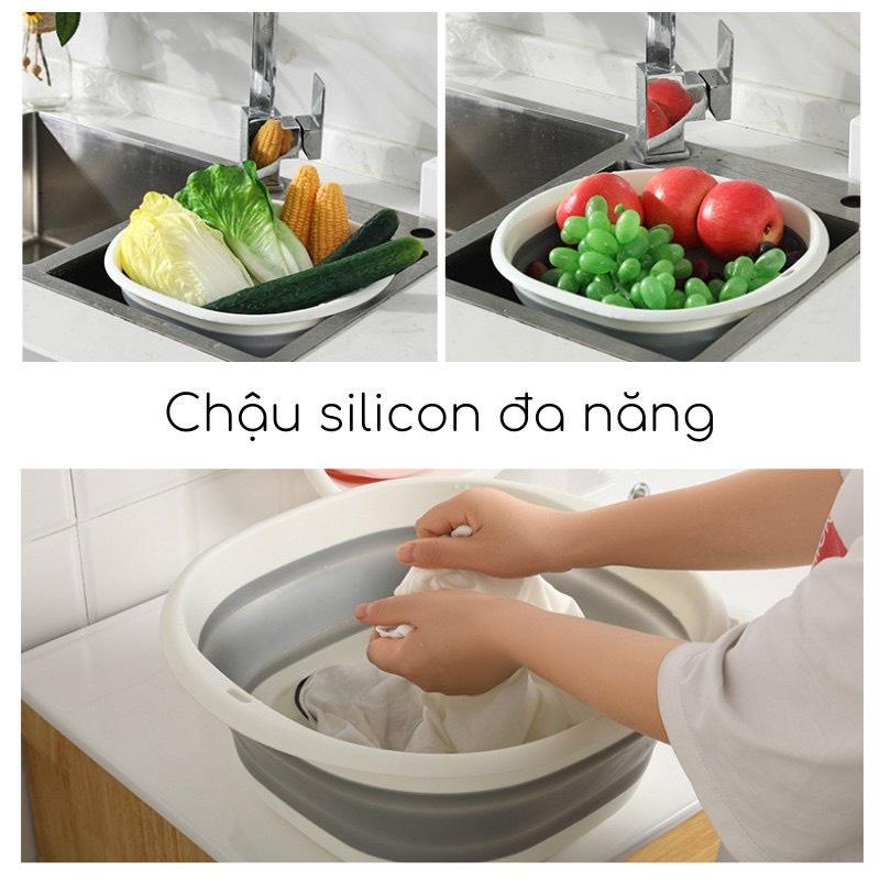 Chậu silicon gấp gọn đa năng, tiết kiệm không gian, Chậu rửa mặt cho bé nhỏ gọn, tiện lợi 88331