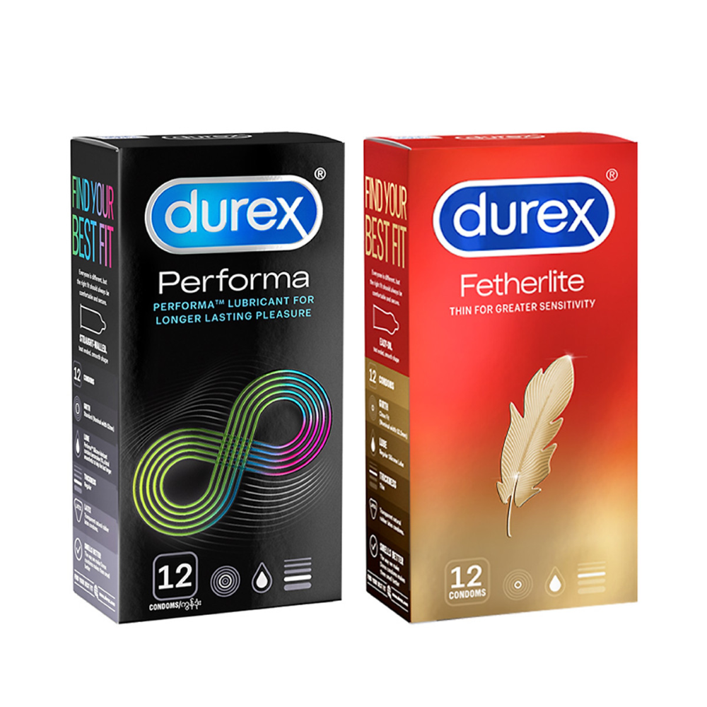 Bộ 1 hộp bao cao su Durex Performa 12 bao và 1 Durex Fetherlite 12 bao