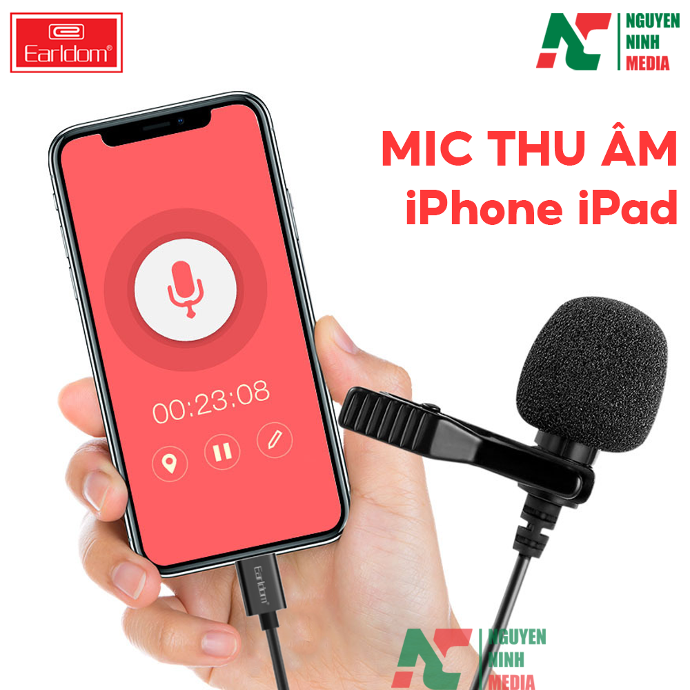 Micro Thu Âm Mini Dành Cho Điện Thoại iPhone, iPad Earldom ET-E36 - Hàng Chính Hãng