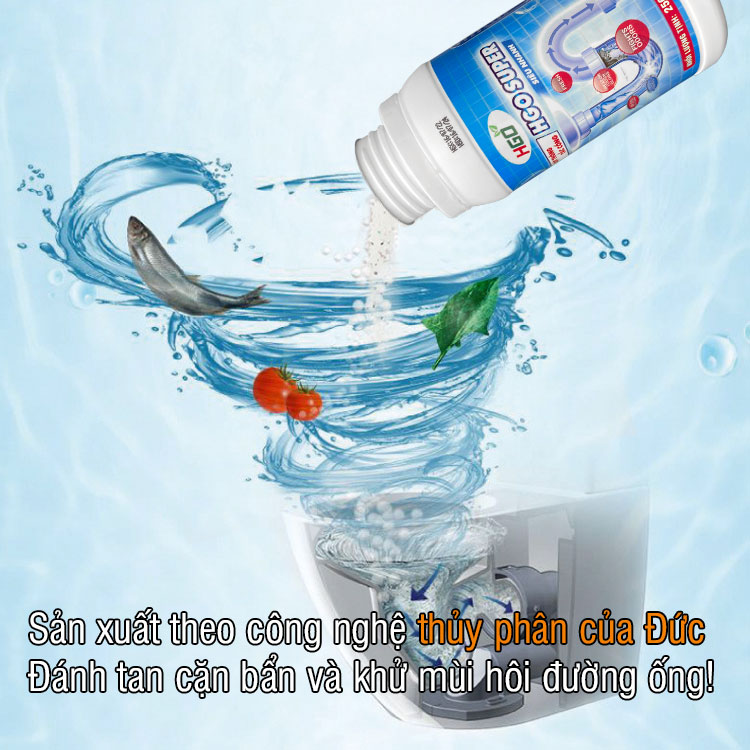 Bột thông cống cực mạnh HGO SUPER siêu nhanh, siêu mạnh, siêu an toàn 250gram