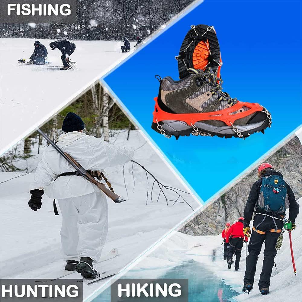 Crampons , giày không phải, giày vuốt ve đi bộ đường dài với 8 chiếc răng bằng thép mangan cho những chuyến đi bộ cao: tuyết, ngoài trời, trượt tuyết, kem, đi bộ đường dài trên tuyết