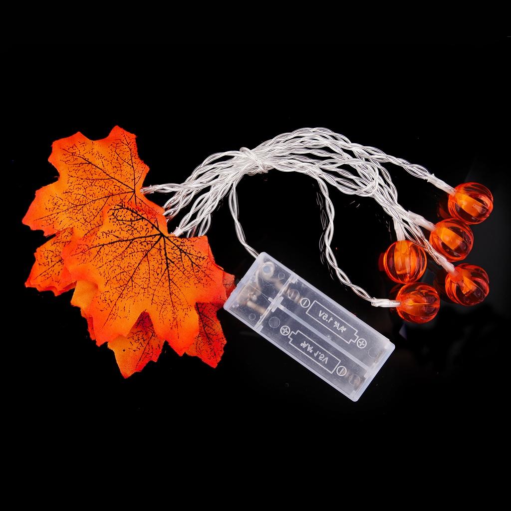 Dây đèn led hình bí ngô và lá phong dài 1.5/3m trang trí dịp halloween/ giáng sinh