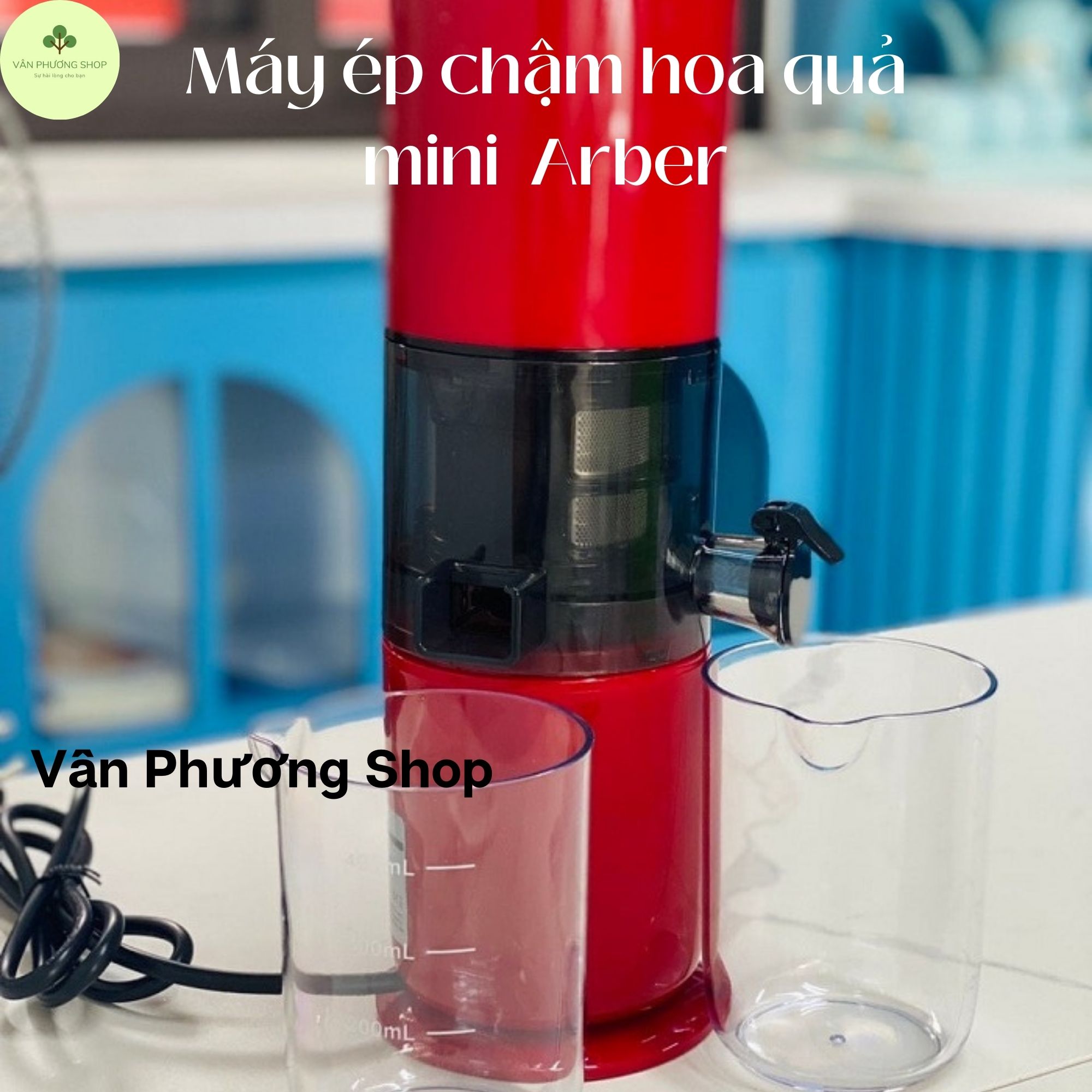 Máy Ép Chậm Trái Cây Mini ArBer MEC2068MĐ  Màu Đỏ Trẻ Trung Vân Phương Shop  - Hàng Chính Hãng