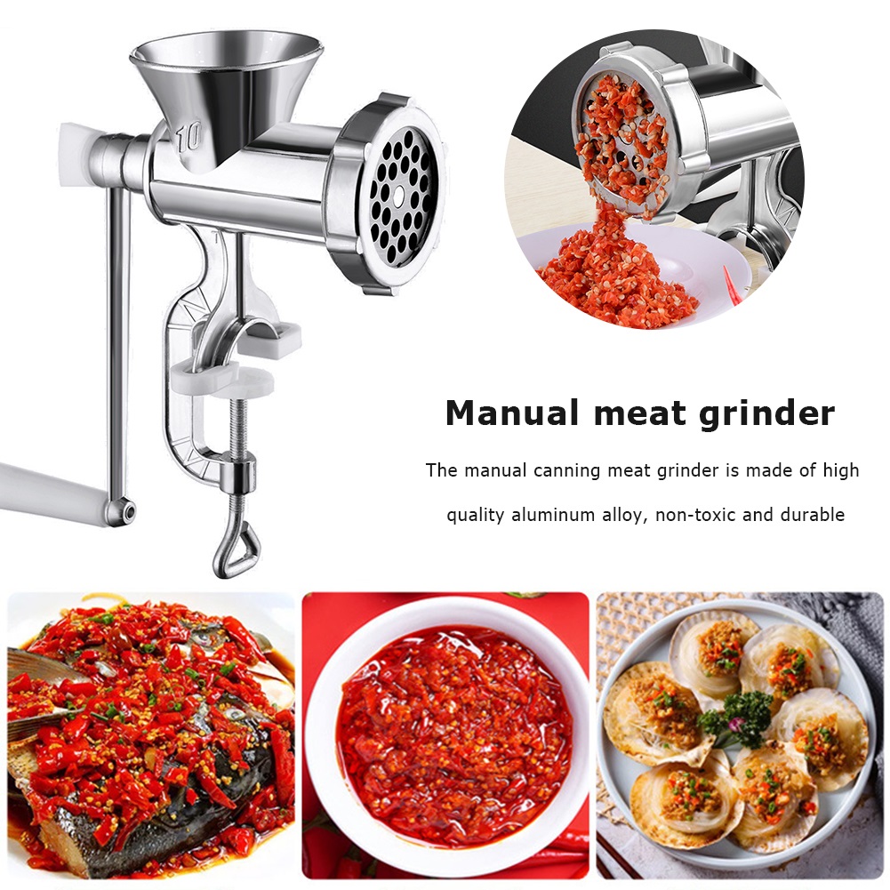 Máy Xay Thịt Bằng Tay Đế Kẹp Bàn - Cối Xay Thịt Quay Tay Đa Năng Không Gỉ, Nhỏ Gọn, Tiện Dụng