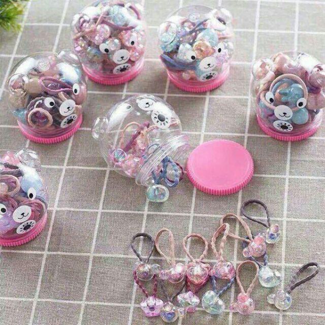 Hộp 20 chi tiết cột tóc hình gấu