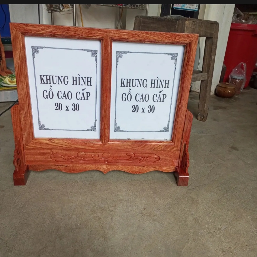 Khung ảnh thờ đôi gỗ hương cao cấp -2 kích cỡ