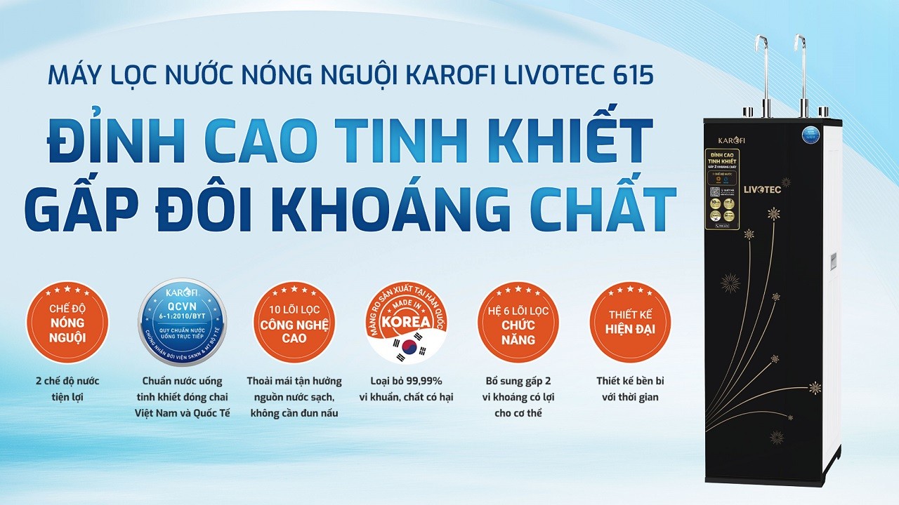 Máy lọc nước nóng nguội Karofi Livotec 615 - Hàng chính hãng