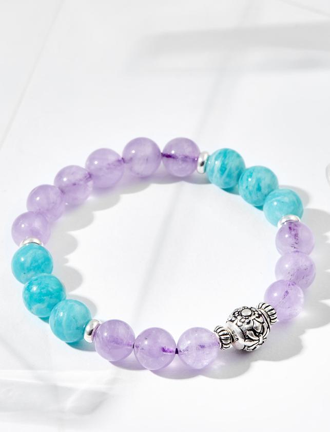 Vòng tay Amazonite Mix Thạch Anh tím Ngọc Quý Gemstones