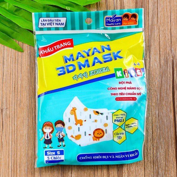 Khẩu Trang Mayan 3D Mask PM 2.5 Medi Loại 4 Lớp Gói 5 Cái Chống Bụi Vi Khuẩn Hiệu Quả